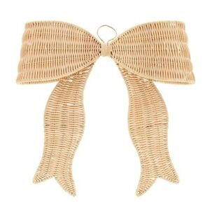 Holiday Time Woven Rattan Bow Christmas Decoration Beige, 14"